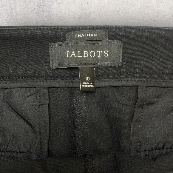 Talbots Chatham Ankle Pants Womens 10 Black Cotton Blend Side Zip Straight Leg - Picture 3 of 7